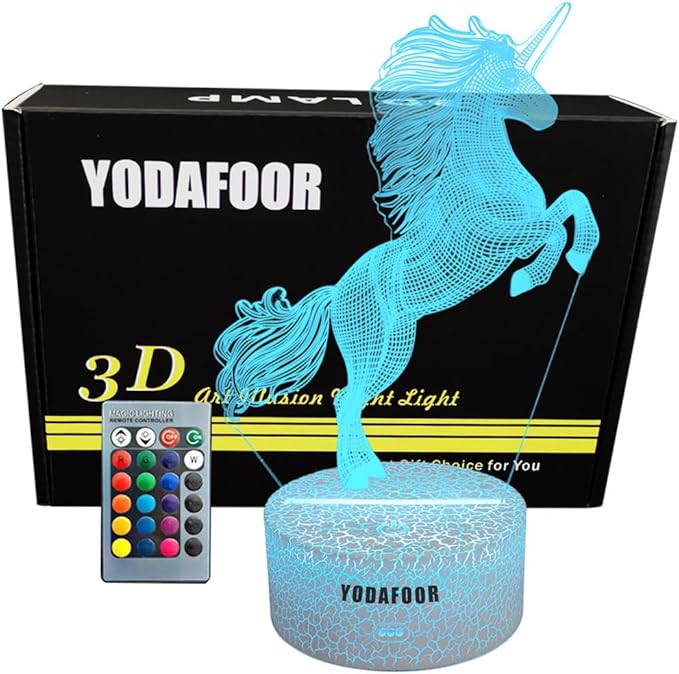 Unicorn Night Light Lamp, Unicorn Toy Gifts for Boys Girl Teen Kids, Bedroom Table Decor Light, 16 Color Remote Lamp Smart Touch - LeafyLoom