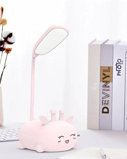 Cute Deer Lamp USB Rechargeable Reading Light,LED Desk Lamp for Kids, Portable LED Table Light, Flexible Gooseneck Eye-Care Cartoons Small Desk Lamp Girls Gifts (Pink) - LeafyLoom