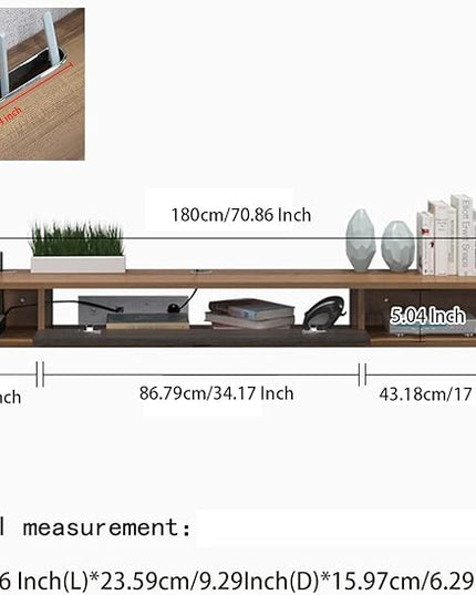 Pmnianhua Floating TV Shelf, 70'' Wall Mounted TV Stand Floating TV Console Media Entertainment Under TV Shelf for Bedroom Livingroom (Walnut) - LeafyLoom