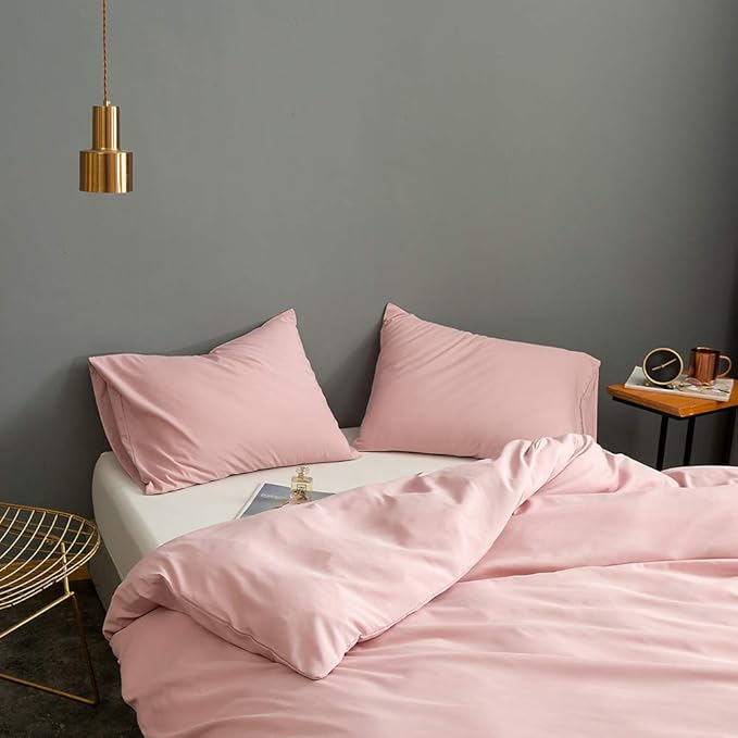 Pink Comforter King Size, Aesthetic Modern Bedding Set for Girls/Women, Cute Soft & Lightweight Chic Microfiber Bed Sets, 3 pcs-1 Comforter & 2 Pillowcases (104x90 Inches) - LeafyLoom