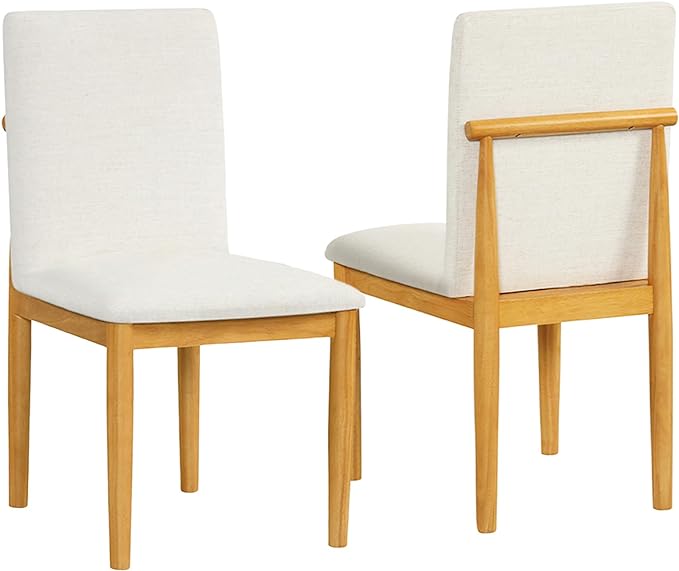 HomePop Classic Parsons Dining Chairs, Pack of 2, Cream White Textured Woven (Set of 2) - LeafyLoom