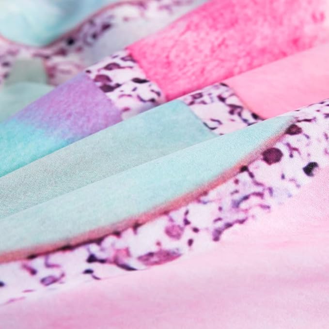 Wajade Kid Mermaid Scale Comforter Bedding Set Full Size, Colorful Rainbow 3D Fish Scale 7 Pieces Soft Bedding Sets with Comforter, Sheet, Pillowcase and Sham for Girls - LeafyLoom