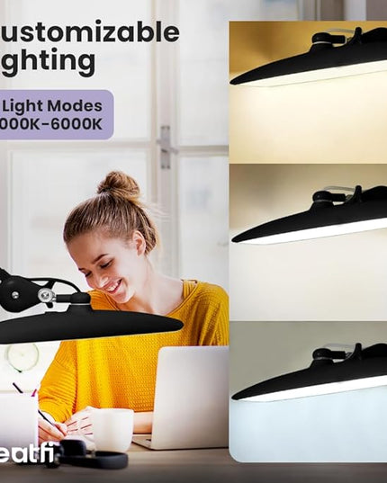 Neatfi XL 2,200 Lumens LED Task Lamp, 24W Super Bright Desk Lamp, 117 Pcs SMD LED, 4 Level Brightness, Dimmable, Task LED Light for Home, Office, Workbench (CCT, Black) - LeafyLoom