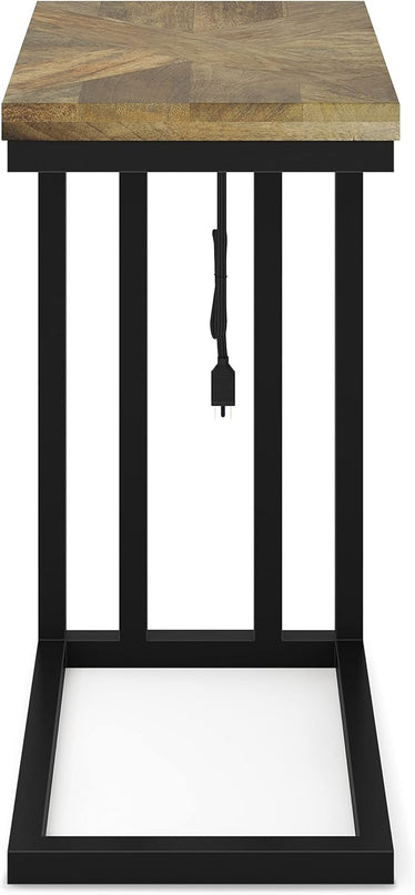 SIMPLIHOME Hayward Modern Industrial 19 Inch Wide Metal Side Table in Natural, Fully Assembled, For the Living Room and Bedroom - LeafyLoom
