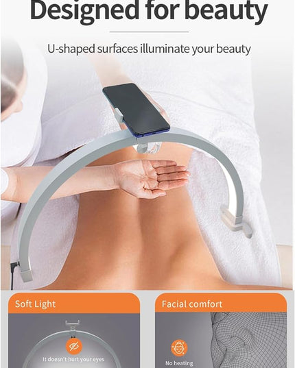 Half Moon Lamp for Lash Extension, 20W 3200 to 5600K Foldable Esthetician Light Eyelash Lamp with Phone Holder, Portable Nail Desk Lamp Lighting for Beauty Skincare Lashes - LeafyLoom