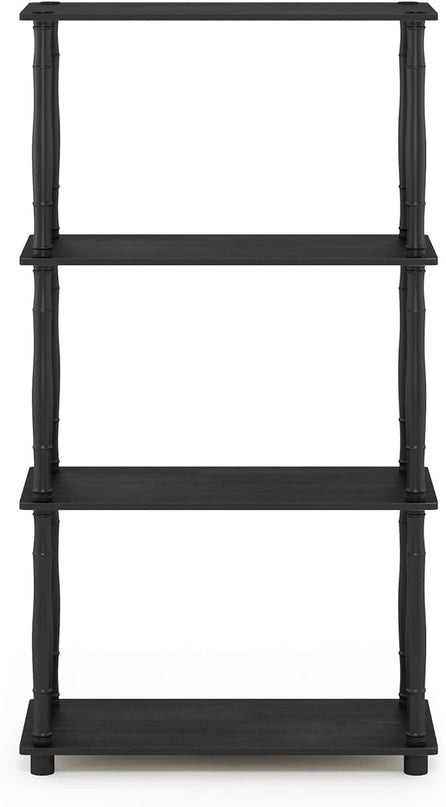 Furinno Turn-N-Tube 4-Tier Multipurpose Shelf Display Rack, Classic Tubes, Americano/Black - LeafyLoom