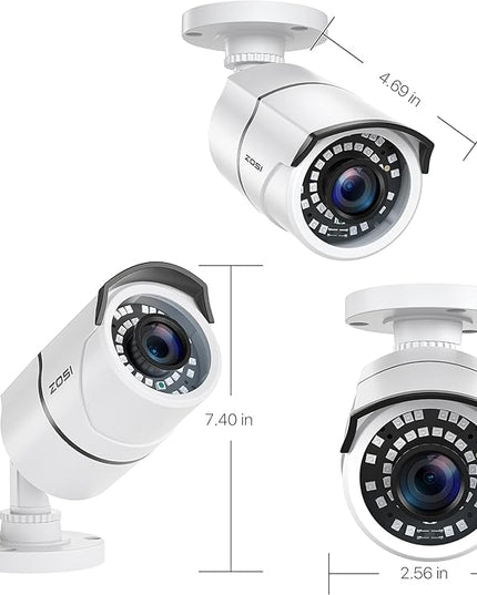 ZOSI 2MP 1080p Security Camera,4-in-1 TVI/CVI/AHD/CVBS Surveillance Bullet Camera Indoor Outdoor,Night Vision,Work for 960H,720P,1080P analog CCTV DVR ZOSI