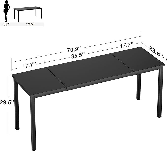 Need Large Computer Desk 70.8 x 23.6 inches Conference Table Large Office Desk Writing Table Workstation for Home Office,Black 10FJGSAC3-180BK-60-ND - LeafyLoom