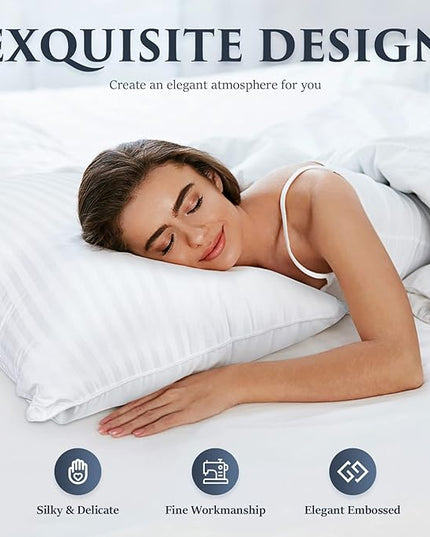 COZSINOOR Bed Pillows for Sleeping [Pack of 2] Cozy Dream Series Hotel Quality Pillows Premium Plush Fiber, Breathable Cooling Cover Skin-Friendly for Side Back and Stomach Sleepers - LeafyLoom