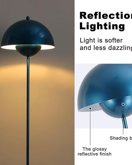COSYLUX Modern Floor Lamp for Living Room, Industrial Tall Standing Lamp for Bedroom, Metal Shade Reflecting Light reading Floor Lamp for Office, Nursery Room, Corner(Pearl Gentian Blue) - LeafyLoom