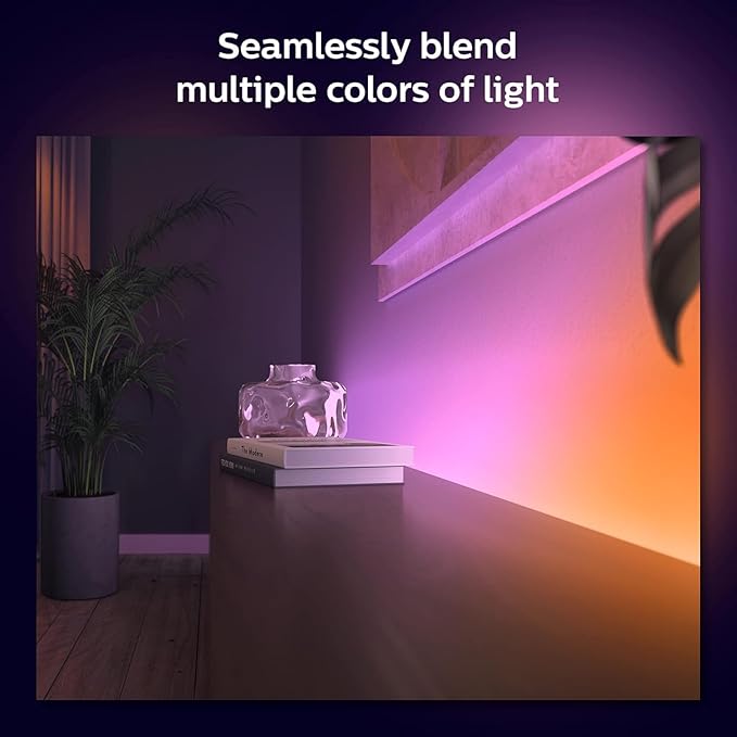 Philips Hue Indoor 6-Foot Smart LED Light Strip Base Kit with Plug - Flowing Multicolor Effect - 1 Pack - Control with Hue App - Works with Alexa, Google Assistant and Apple HomeKit PhilipsHue