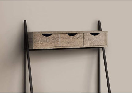 Monarch Specialties 7332 Computer Desk, Home Office, Laptop, Leaning, Storage Drawers, 32" L, Work, Metal, Laminate, Brown, Black, Contemporary, Modern Desk-32 L Dark Taupe, 31.5" L x 19" W x 61.25" H - LeafyLoom