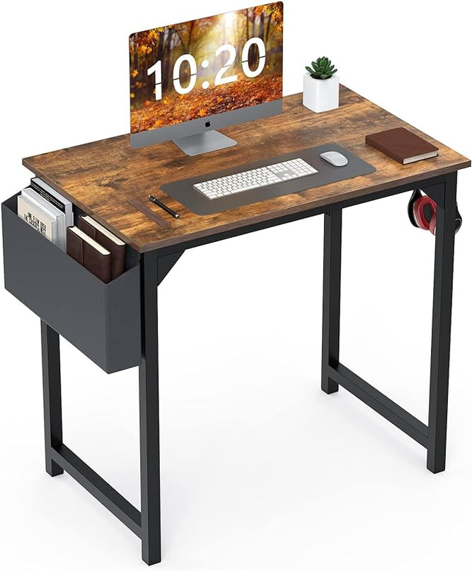 Small Computer Desk 31 Inch Small Office Desk Writing Desks Home Office Desks Small Space Desk Study Table Modern Simple Style Work Table with Storage Bag Headphone Hook Metal Frame for Home, Bedroom - LeafyLoom