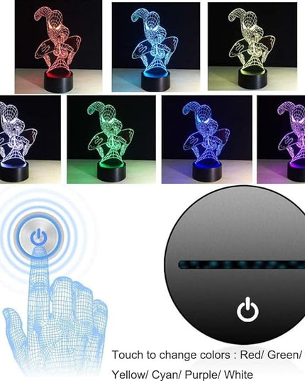 3D Night Light Kids Toys Anime Optical Illusion LED Lights Smart Touch 7 Colors Changing Dimmer Table Desk Lamp Home Room Decor Game Fan Gifts for Boys Girls Birthday Christmas Nightlight - LeafyLoom
