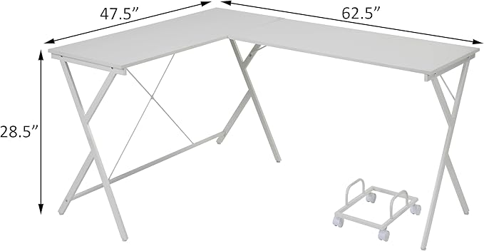 NicBex Kimberly-DW-00048-LWJ Home Office Desks, 62.5"x47.5"x28.5", White - LeafyLoom