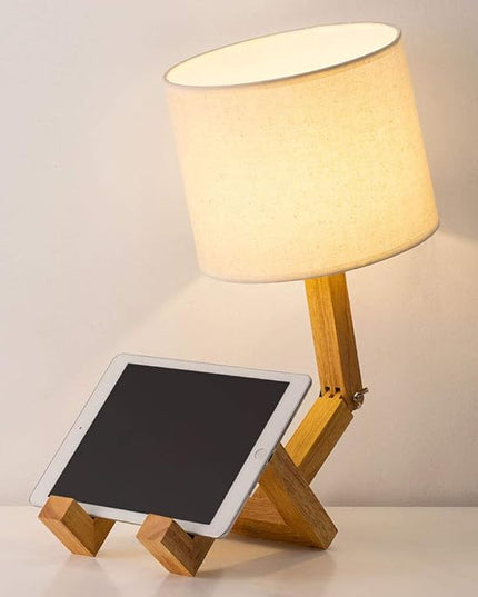 HAITRAL Cute Desk Lamp - Creative Table Lamp with Wood Base Changeable Shape Desk Lamp for Bedroom, Study, Office, Kids Room - LeafyLoom