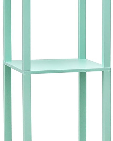 Simple Designs LF1037-AQU Floor Lamp Etagere Organizer Storage Shelf with 2 USB Charging Ports, 1 Charging Outlet and Linen Shade, Aqua - LeafyLoom