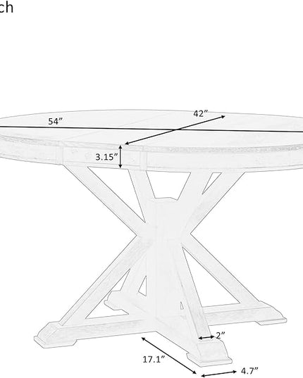 NicBex Dining Table Contemporary Kitchen Table Farmhouse Rustic Retro Functional Extendable Dining Table with a 12" Leaf for Dining Room and Living Room Round Dining Table, Natural Wood Wash - LeafyLoom