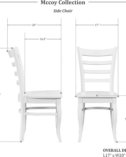 Lexicon Wood Dining Chairs, Solid Rubber Wood Armless Kitchen & Dining Room Chairs, Easy to Assemble Wooden Dining Chairs, Modern Dining Chair, White Dining Chairs Set of 2 - LeafyLoom