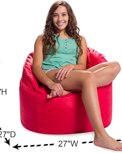 Posh Creations Structured Comfy Seat for Playrooms and Bedrooms, Large Bean Bag Chair, Sonoma Lounger, Red - LeafyLoom