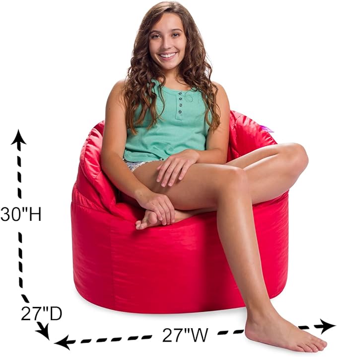 Posh Creations Structured Comfy Seat for Playrooms and Bedrooms, Large Bean Bag Chair, Sonoma Lounger, Red - LeafyLoom