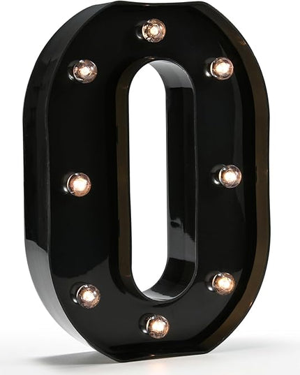 Light Up Black Alphabet Marquee Letters Sign LED Marquee Number Lights Sign for Night Light Home Bar Christmas Lamp Birthday Party Wedding Decoration O - LeafyLoom