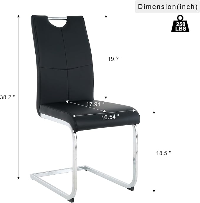 NicBex Haerin-SD-00374-LWJ Dining Chairs, 16.5"x17.9"x38.2", Black and Silver - LeafyLoom