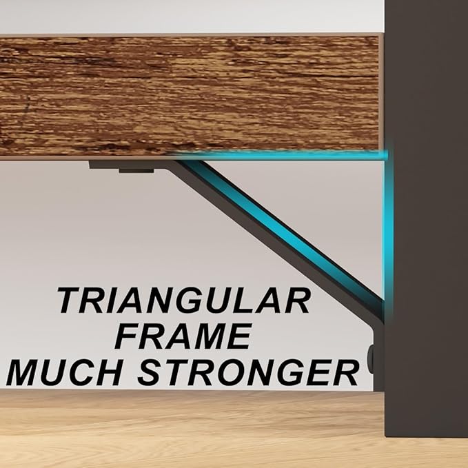IBF Farmhouse 3 Tier Open Book Shelf, Wood and Metal 5 Cube Storage Organizer, Modern Low Horizontal Bookshelf for Bedroom Living, Long Wide Office Cubby Bookcase with Storage, Rustic Brown, 47 Inch - LeafyLoom