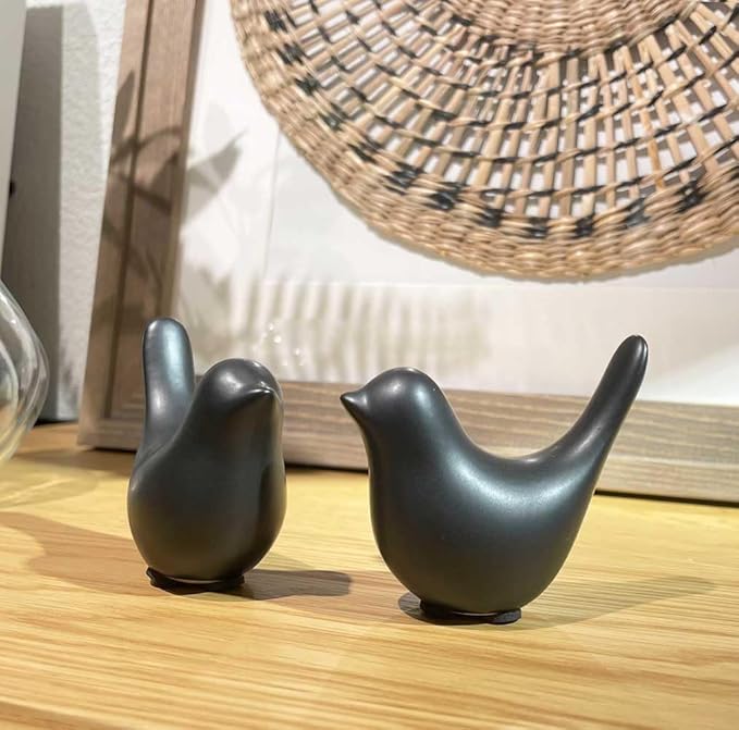 Black Bookshelf Decor Aesthetic, Decorative Birds Black Decor for Living Room, Modern Bathroom Decor for Shelf Bookshelf Fireplace Desktop Table Top Decor - LeafyLoom