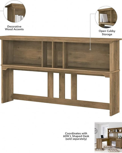 Bush Furniture Salinas Hutch for L Shaped Desk, 60W, Reclaimed Pine - LeafyLoom