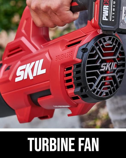 SKIL BL4714B-10 PWR CORE 20 Brushless 400 CFM Leaf Blower Kit, Includes 4.0Ah Battery and Charger - LeafyLoom