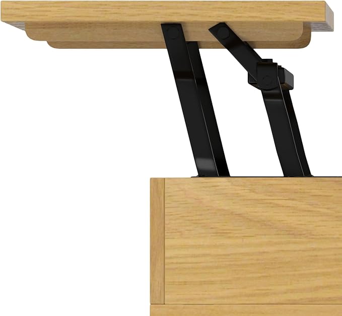 SIMPLIHOME Hunter Lift Top Coffee Table, 48 inch, Oak Veneer - LeafyLoom