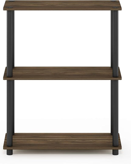 Furinno Turn-N-Tube 3-Tier Compact Multipurpose Shelf Display Rack, Columbia Walnut/Black - LeafyLoom