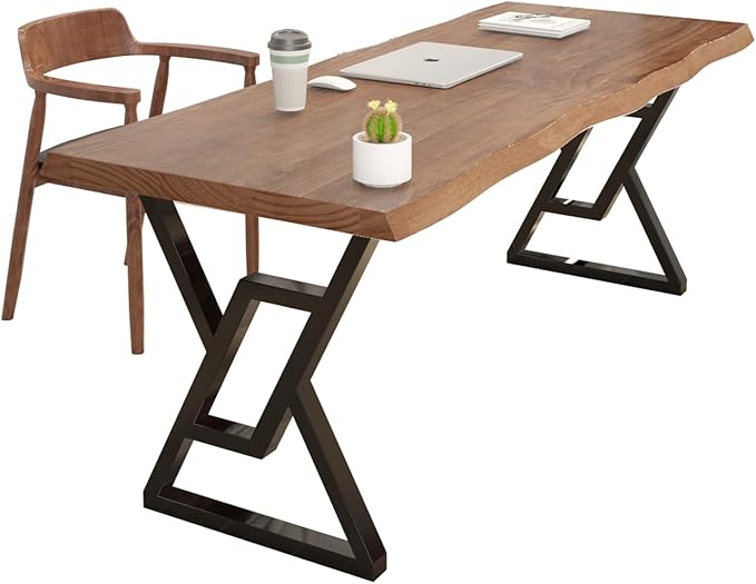 Rustic Brown 55-inch Solid Wood Computer Desk - Modern Gaming Workbench for Home Office, Modern Simple Design, Ideal for Study, Writing, Dining - LeafyLoom