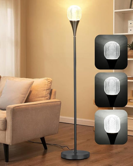 Modern Globe Floor Lamp, Minimalist Room Decor Standing Lamp, Dimmable LED Tall Floor Light for Living Room, Bedroom Decor, Full Range Dimming, Adjustable Color Temperature 3000K-6000K - Matte Black - LeafyLoom