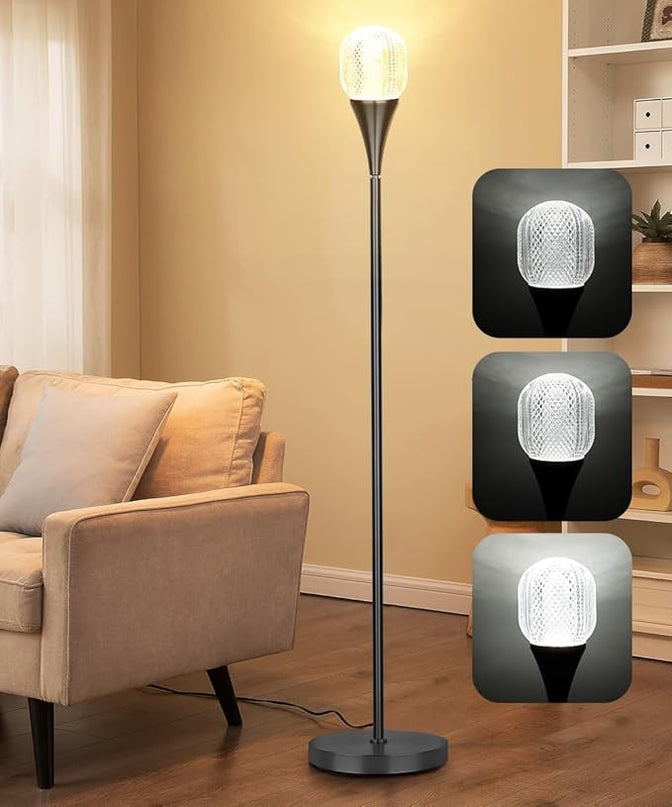 Modern Globe Floor Lamp, Minimalist Room Decor Standing Lamp, Dimmable LED Tall Floor Light for Living Room, Bedroom Decor, Full Range Dimming, Adjustable Color Temperature 3000K-6000K - Matte Black - LeafyLoom