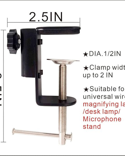 Desk lamp Clamp: 2PACK 1/2 Enlarge Hole Replacement C Clamp Desk Light,Magnifying Glass w/ Light,Table Mic Stand,Mic Arm Desk Mount, Phone Holder,for Office Work Task (M Black) (C CLAMP SMALL) - LeafyLoom