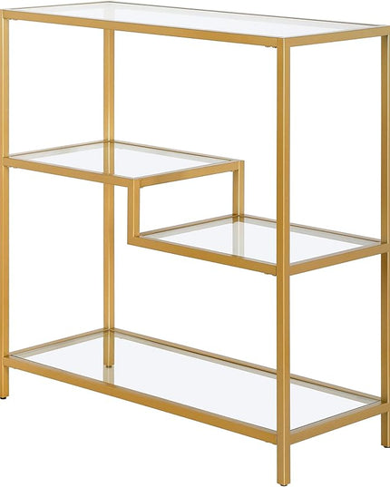 Henn&Hart 36" Tall Rectangular Bookcase in Gold, for Home Office, Living Room - LeafyLoom