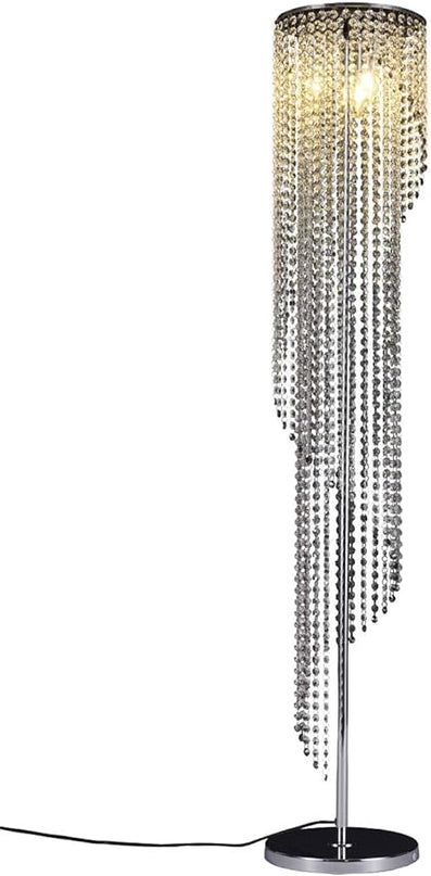 Silver Crystal Floor Lamp S Shape Chrome Finish - LeafyLoom