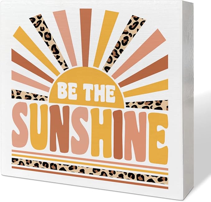 Home Office Desk Wooden Box Sign Decor, Be The Sunshine, Inspirational Quotes Desk Decor Motivational Desk Decorations for Women Girls Teens Student Office Classroom School - LeafyLoom