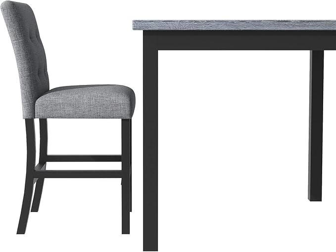 NicBex Dining Room Table Set Corner Dining Table Set 5-Piece Counter Height Dining Set Wood Square Dining Room Table with 4 Upholstered High-Back Chairs for Small Space, Apartment, Black - LeafyLoom