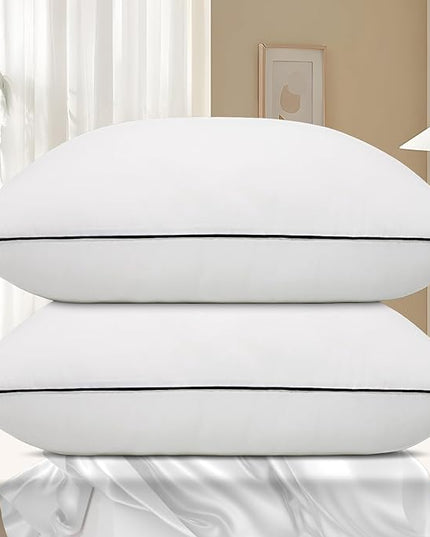 Hotel Collection Bed Pillows for Sleeping 2 Pack Standard Size Cooling Pillows Set of 2 for Back, Stomach or Side Sleepers, Super Soft Down Alternative Microfiber Filled Pillows - LeafyLoom