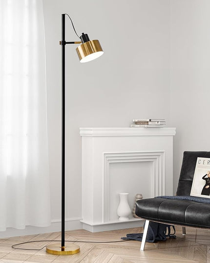 OYEARS Floor Lamp for Living Room Bright Lighting Tall Modern Industrial Vintage Standing Corner Lamps LED Metal Light Office Bedroom Study Gold Black White Matte Accent (1-Light, Gold) - LeafyLoom