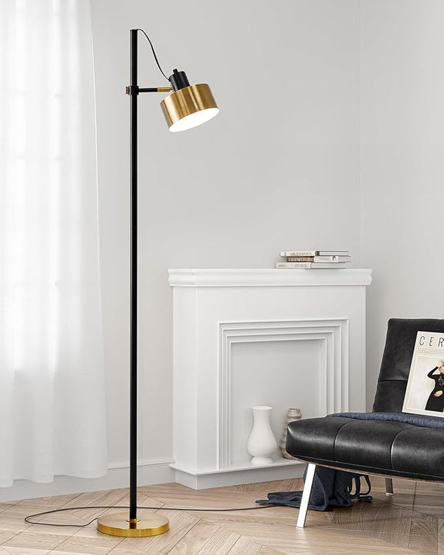 OYEARS Floor Lamp for Living Room Bright Lighting Tall Modern Industrial Vintage Standing Corner Lamps LED Metal Light Office Bedroom Study Gold Black White Matte Accent (1-Light, Gold) - LeafyLoom