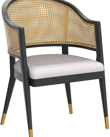 Safavieh Couture Home Collection Rogue Black/Natural Rattan Living Room Dining Accent Chair (Fully Assembled) SFV4106A - LeafyLoom
