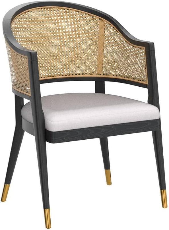 Safavieh Couture Home Collection Rogue Black/Natural Rattan Living Room Dining Accent Chair (Fully Assembled) SFV4106A - LeafyLoom