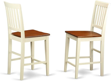 East West Furniture VERN3-WHI-W Vernon 3 Piece Counter Height Pub Set for Small Spaces Contains a Square Dinette Table and 2 Dining Room Chairs, 36x36 Inch - LeafyLoom