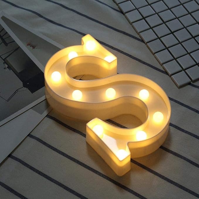 LED Marquee Letter Lights Sign S 26 Alphabet Light Up Letters Sign for Night Light Wedding Birthday Party Battery Powered Christmas Lamp Home Bar Decoration (S) - LeafyLoom