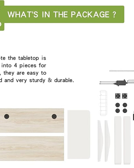 Radlove Electric Height Adjustable Standing Desk, 63x 30 Inches Stand Up Desk Workstation, Splice Board Home Office Computer Standing Table Ergonomic Desk (White+ Oak, 63x30'') - LeafyLoom