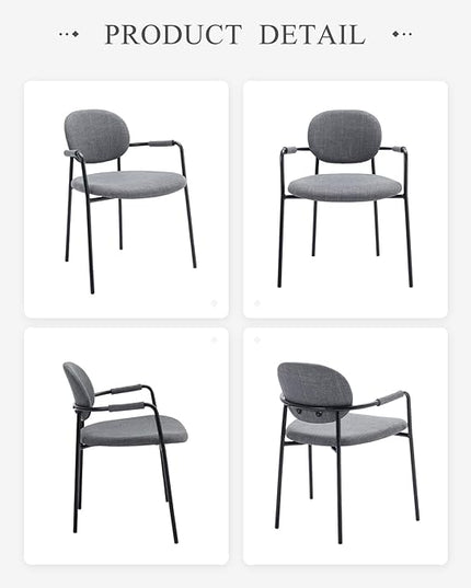 COLAMY Dining Chairs Set of 4, Fabric Dining Chairs Set of 4 with Arms, Upholstered Small Dining Armchairs with Back for Kitchen, Dining Room, Grey - LeafyLoom